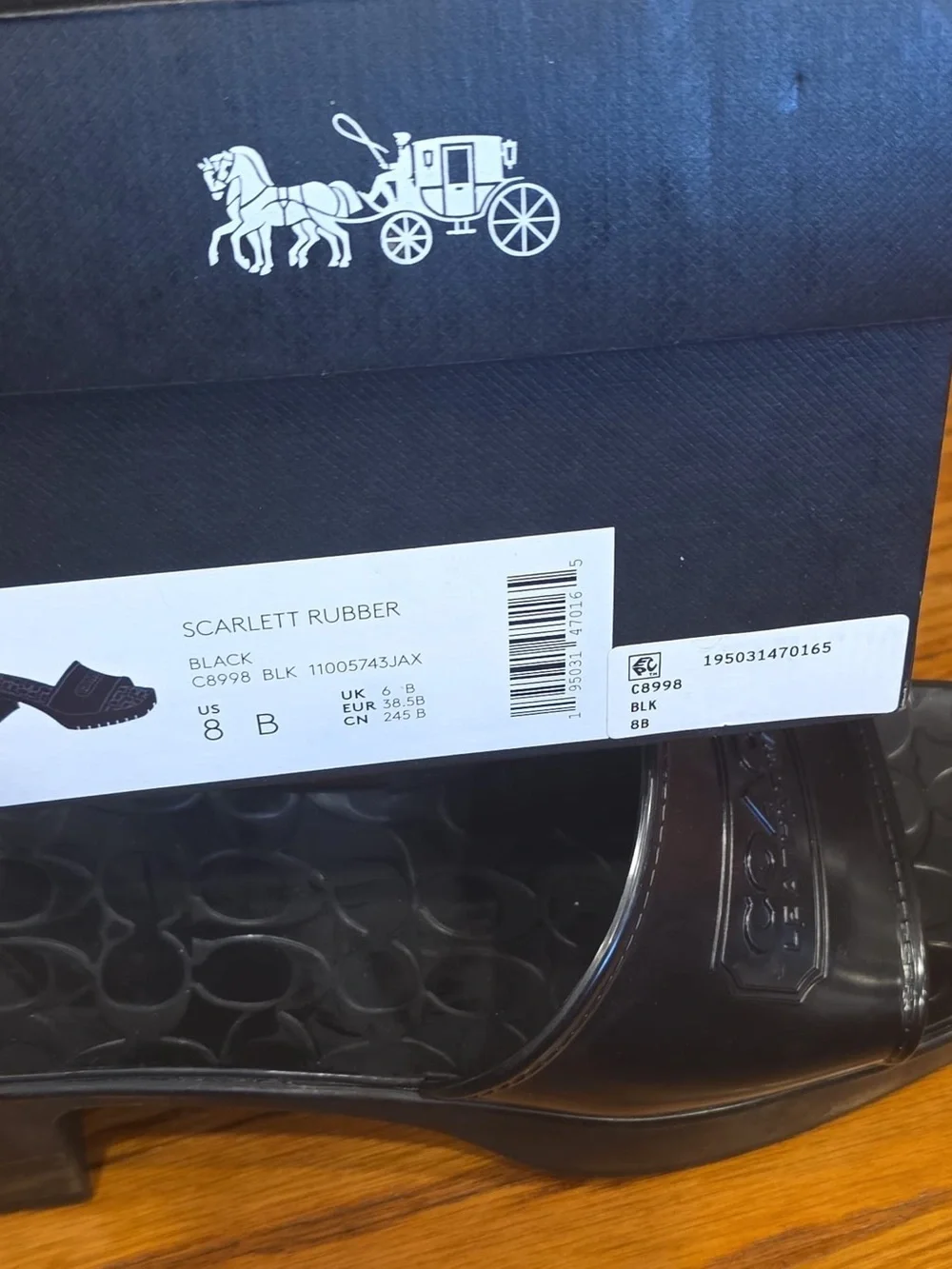 size 8 B coach rubber black sandals with tag womens